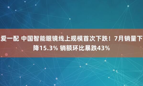 爱一配 中国智能眼镜线上规模首次下跌！7月销量下降15.3% 销额环比暴跌43%